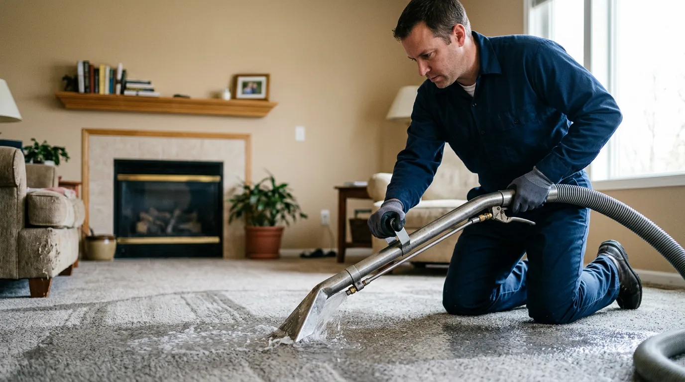 Water damage restoration technician working near Dickens, IA